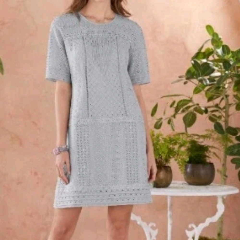 Sundance Lucille Lace And Eyelet Shift Dress With Removable Slip
